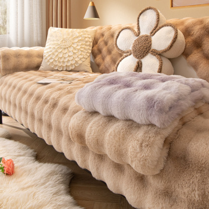 Stylish Gradient Plush Home Decor Washable Sofa Cover