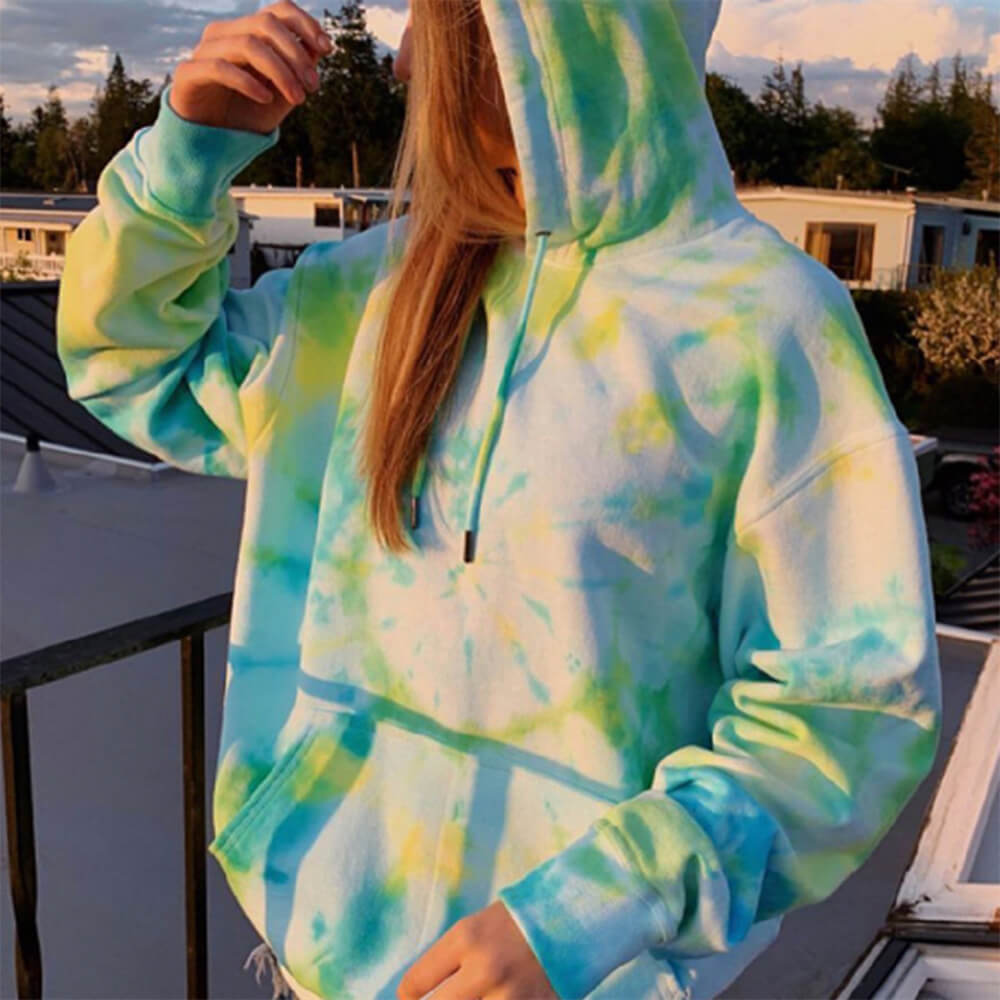 Stylish Tie Dye Pullover Sweatshirt Hoodie FunnyFuzzy