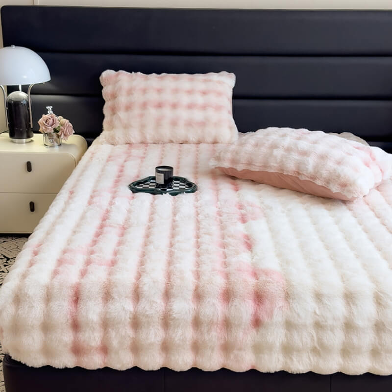 Super Soft Faux Rabbit Plush Mattress Protector Fitted Sheet
