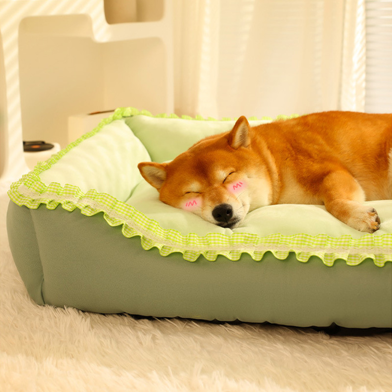Sweet Lace Ruffle Comfort Sleeping Dog Bed with Pillow