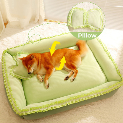 Sweet Lace Ruffle Comfort Sleeping Dog Bed with Pillow