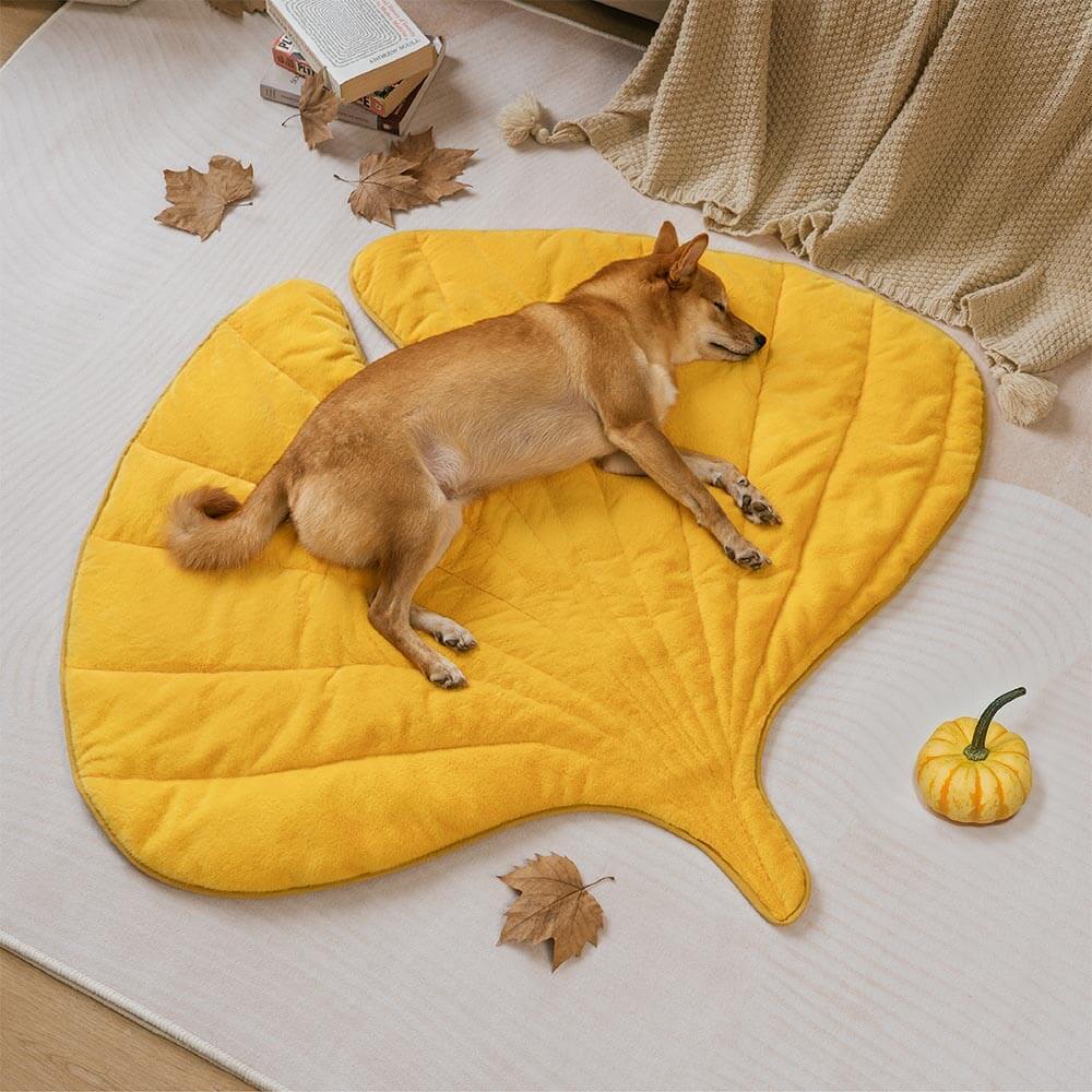 The Leaf Collector - Plush Leaf-Shaped Washable Dog Mat - FunnyFuzzy
