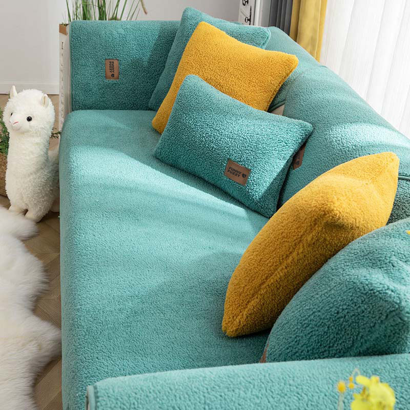 Thick Fuzzy Sherpa Fleece Non-Slip Sofa Cover