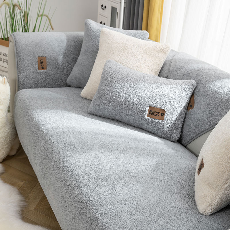 Thick Fuzzy Sherpa Fleece Non-Slip Sofa Cover