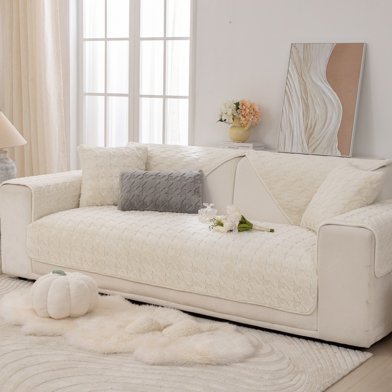 Thickened Plush Houndstooth Non-slip Sofa Cover