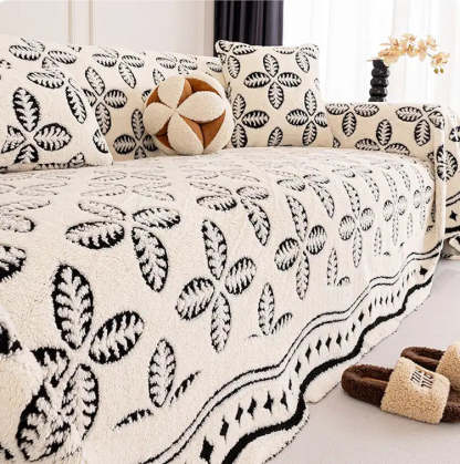 Thickened Jacquard Velvet Leaf Pattern Sofa Decoration Multi-Purpose Blanket Sofa Cover