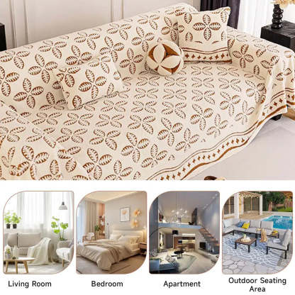 Thickened Jacquard Velvet Leaf Pattern Sofa Decoration Multi-Purpose Blanket Sofa Cover