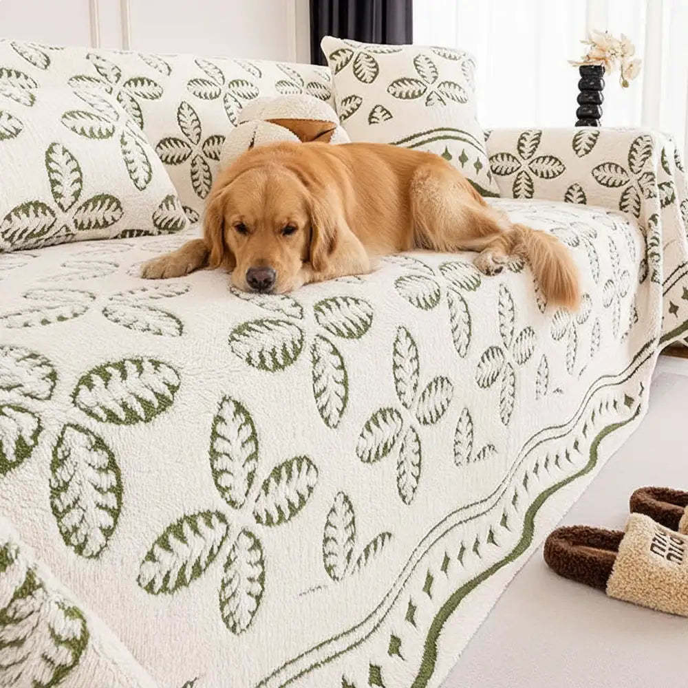 Thickened Jacquard Velvet Leaf Pattern Sofa Decoration Multi-Purpose Blanket Sofa Cover