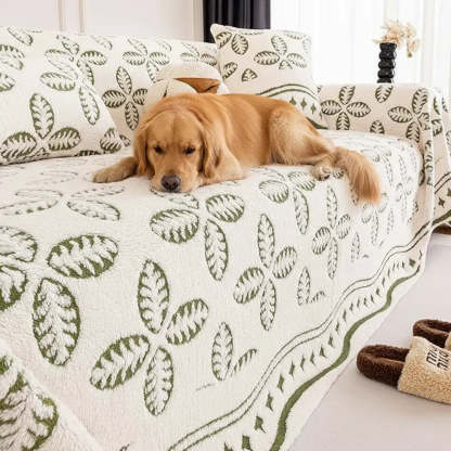 Thickened Jacquard Velvet Leaf Pattern Sofa Decoration Multi-Purpose Blanket Sofa Cover