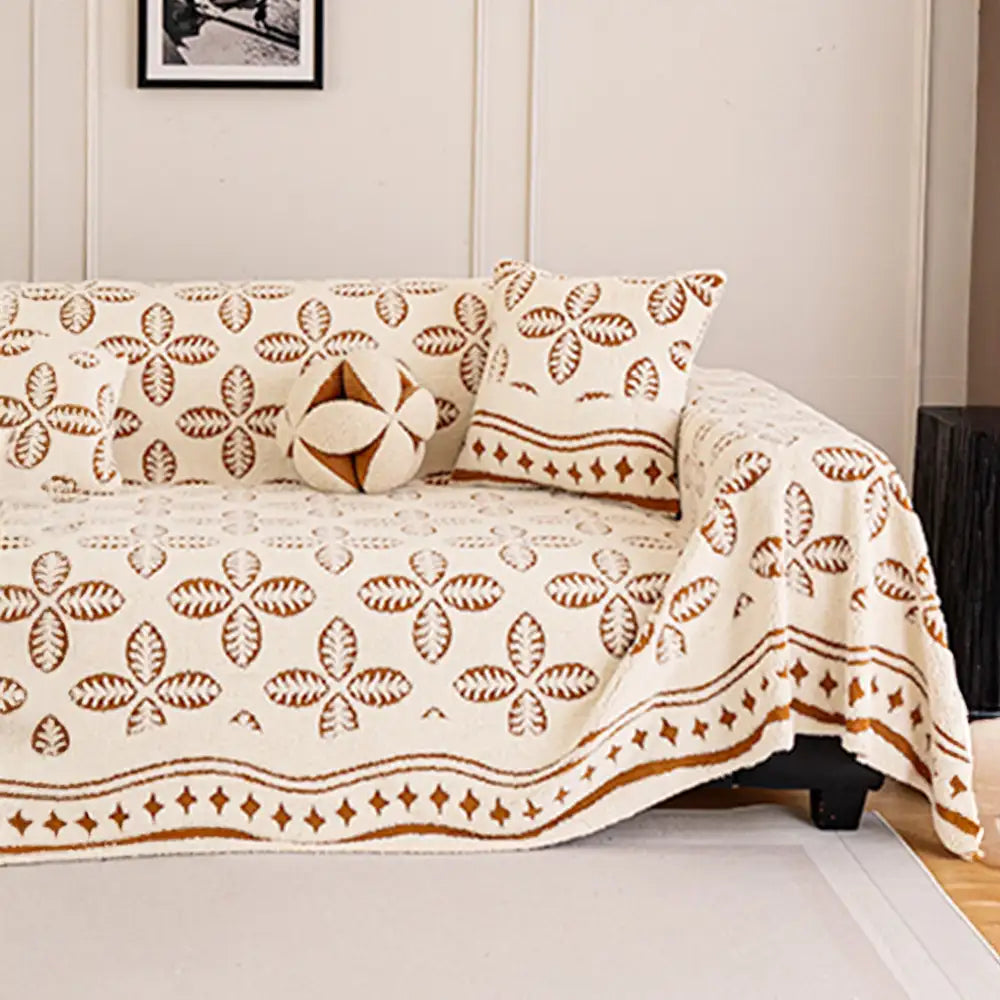 Thickened Jacquard Velvet Leaf Pattern Sofa Decoration Multi-Purpose Blanket Sofa Cover