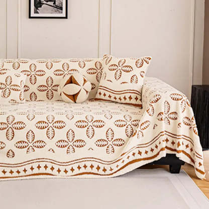 Thickened Jacquard Velvet Leaf Pattern Sofa Decoration Multi-Purpose Blanket Sofa Cover