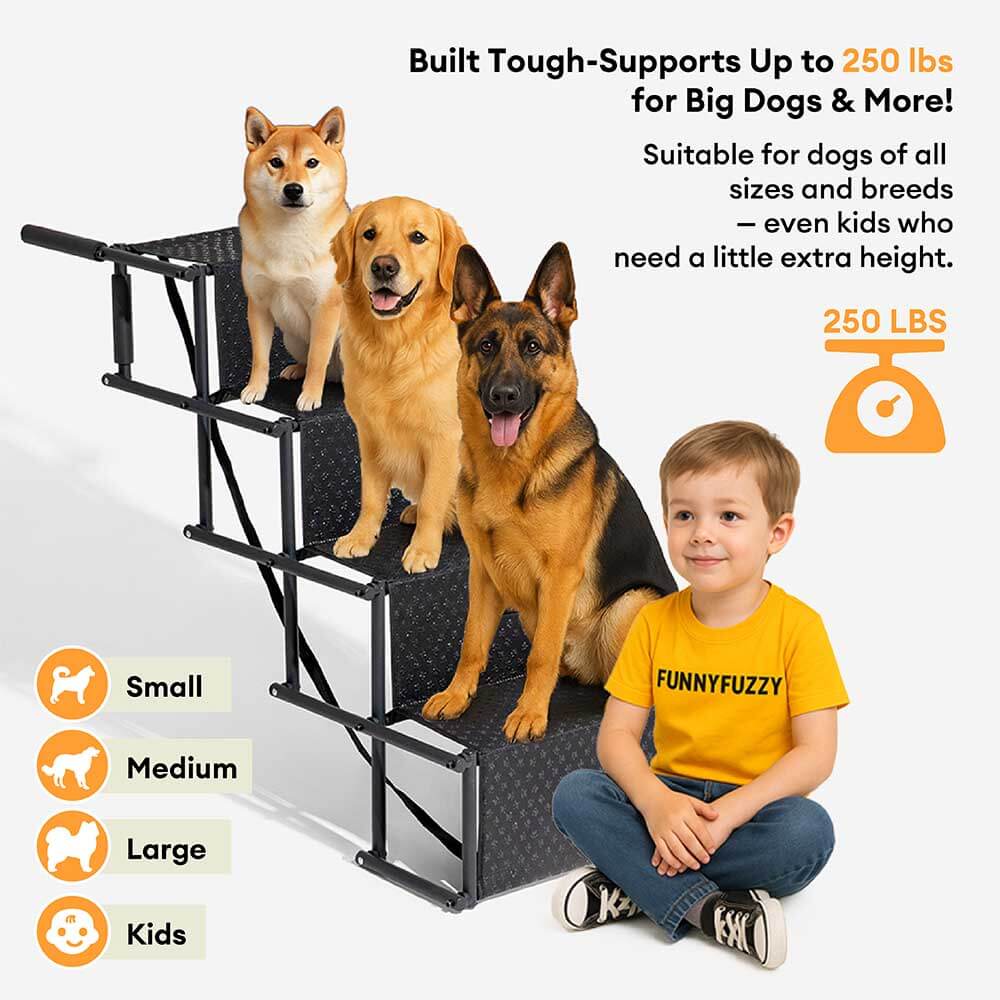Travel Portable Foldable 4-Steps Non-Slip Dog Car Stairs