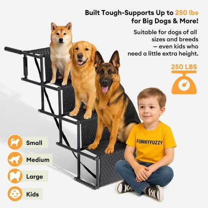 Travel Portable Foldable 4-Steps Non-Slip Dog Car Stairs