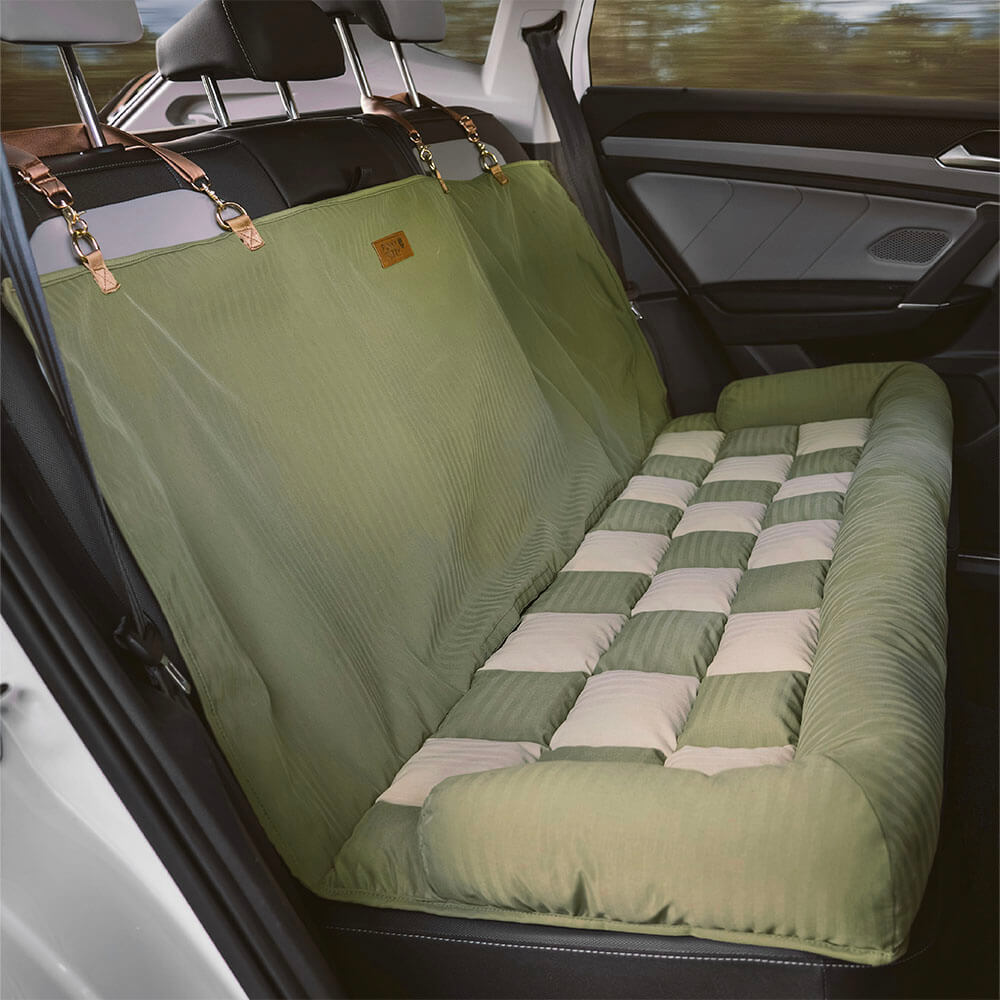 Travel Bolster Safety Back Seat Large Dog Car Seat Bed - Chessboard Lounge-FunnyFuzzy