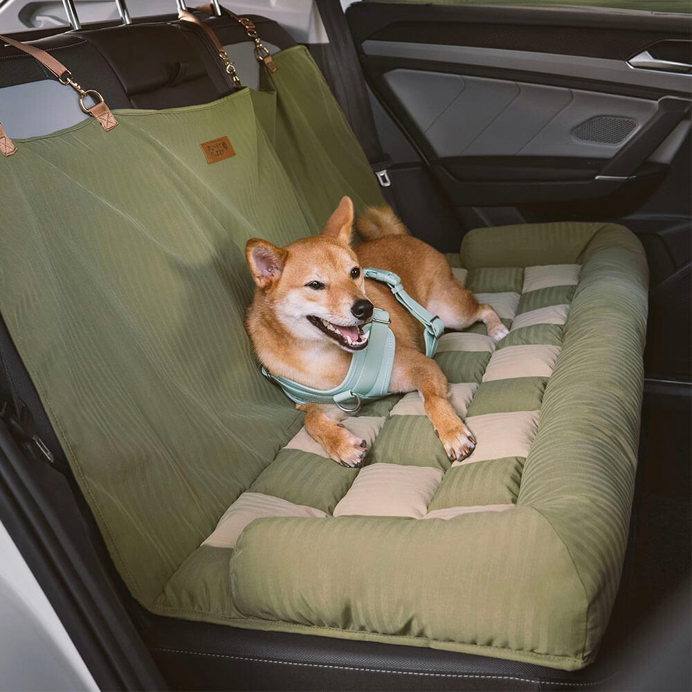 Travel Bolster Safety Back Seat Large Dog Car Seat Bed - Chessboard Lounge-FunnyFuzzy