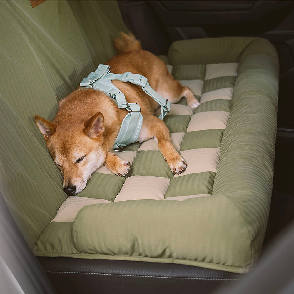 Travel Bolster Safety Back Seat Large Dog Car Seat Bed - Chessboard Lounge-FunnyFuzzy