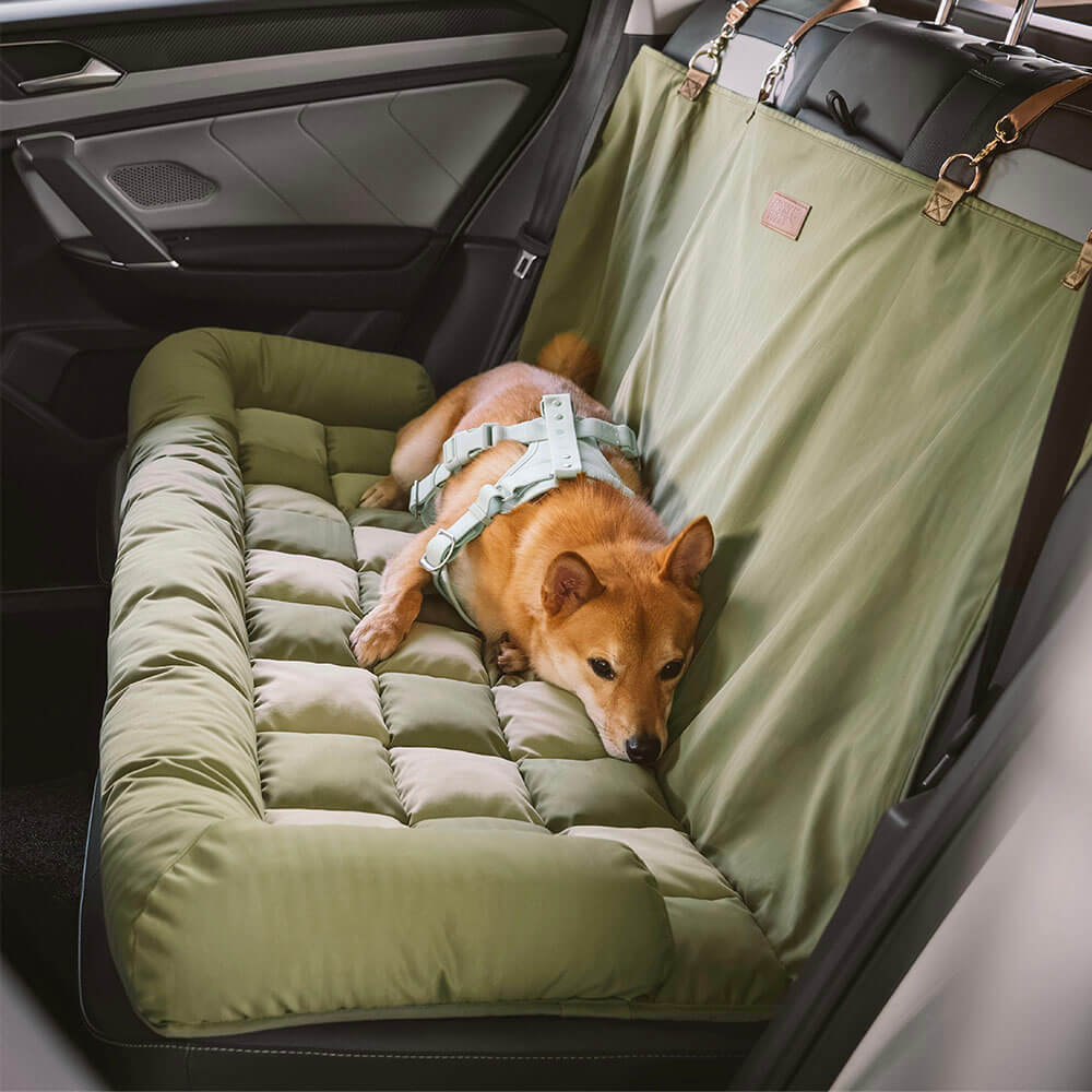 Travel Bolster Safety Back Seat Large Dog Car Seat Bed - Chessboard Lounge-FunnyFuzzy