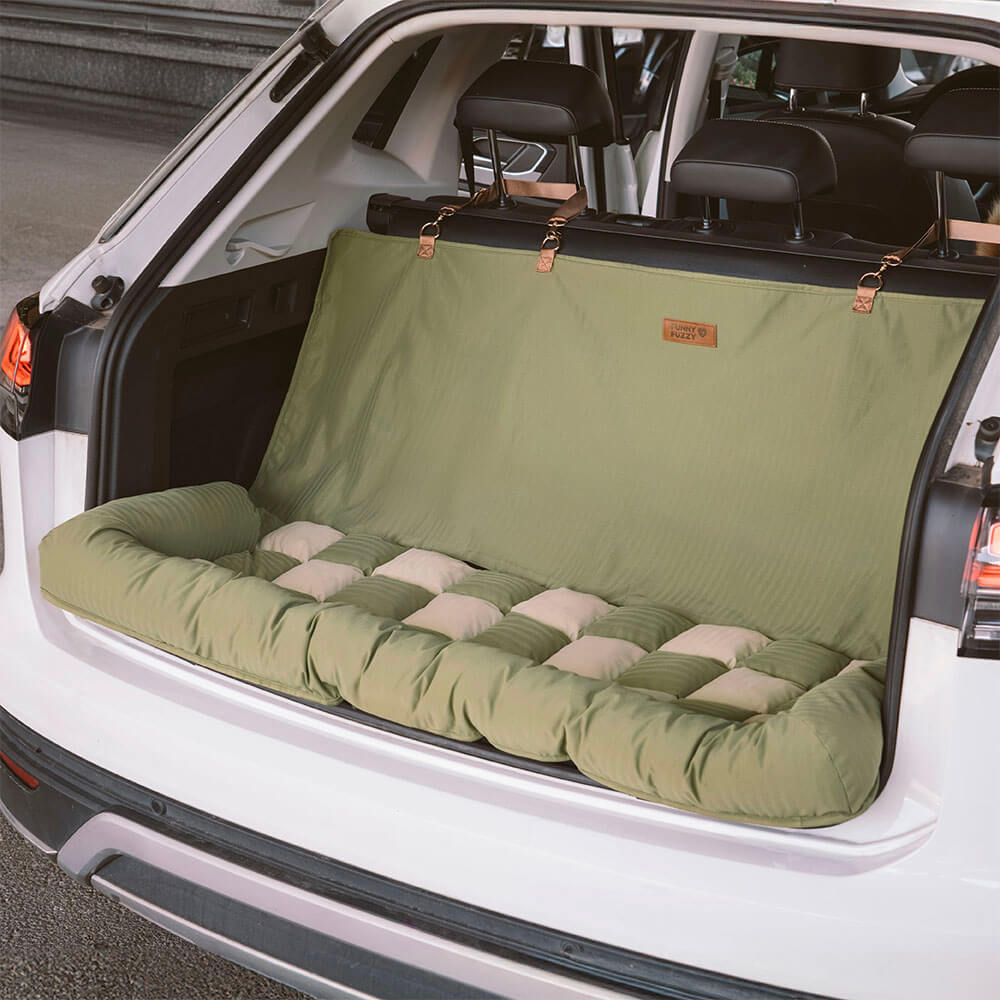 Travel Bolster Safety Back Seat Large Dog Car Seat Bed - Chessboard Lounge-FunnyFuzzy