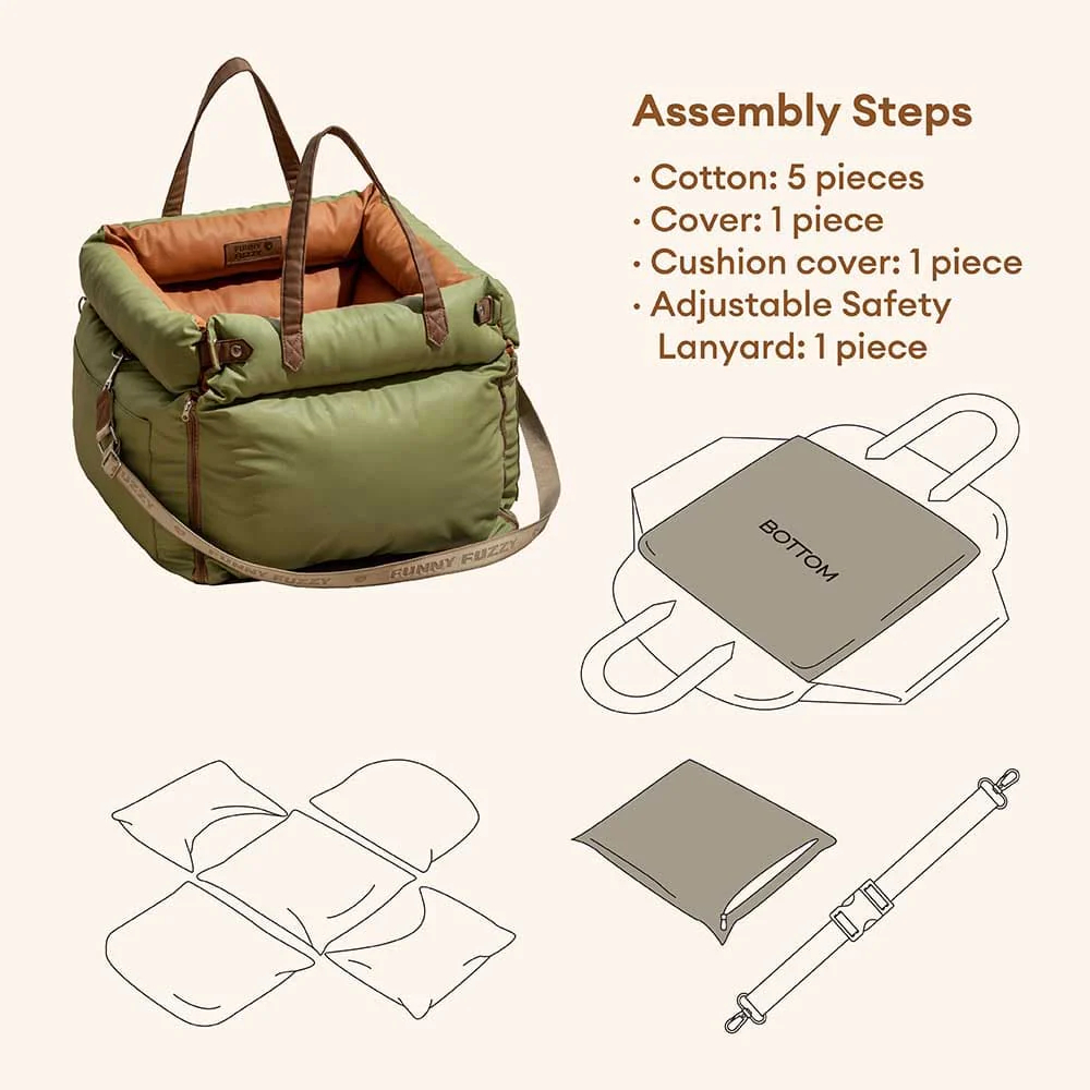 Deluxe Faux Leather Dog Car Seat Booster Bed - Urban Voyager