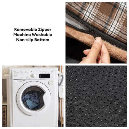 Vintage Chequered Washable Plush Cosy Bolster Dog Bed – TuckNap