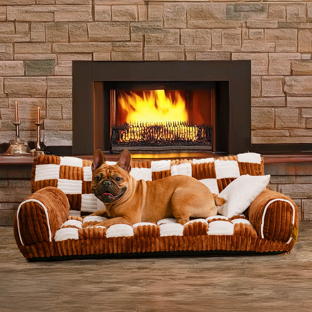 Vintage Chessboard Orthopaedic Support Extra Large Dog Sofa Bed - King's Sofa-FunnyFuzzy