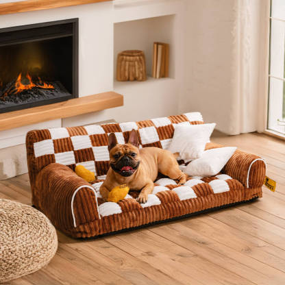 Vintage Chessboard Orthopaedic Support Extra Large Dog Sofa Bed - King's Sofa-FunnyFuzzy