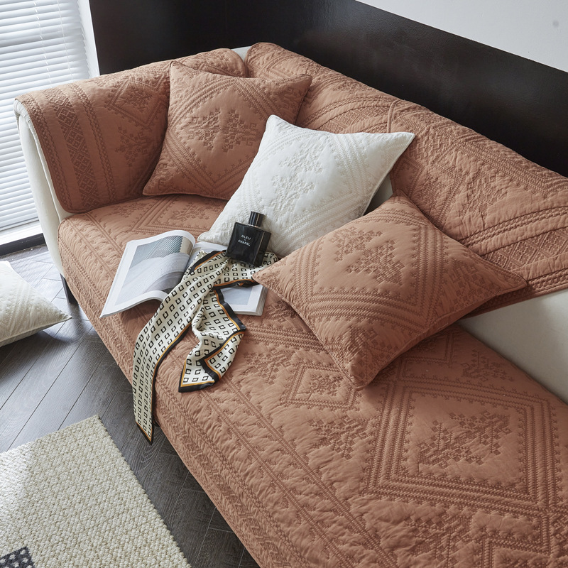 Vintage Embroidery Cotton Washable Sofa Cover