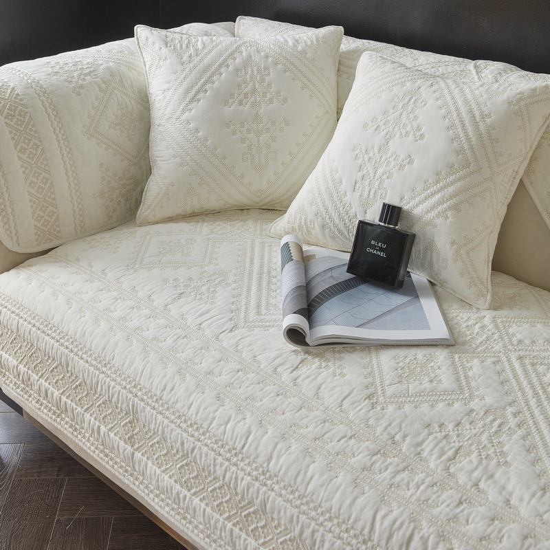 Vintage Embroidery Cotton Washable Sofa Cover