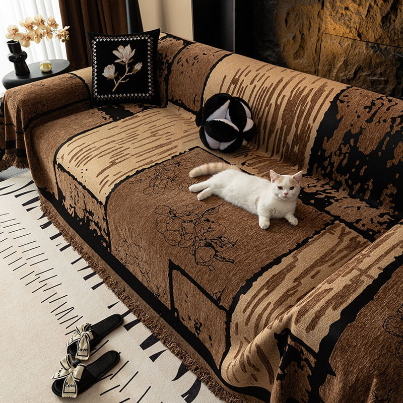 Vintage Chenille Anti-Scratch Sofa Protector Throw Sofa Cover