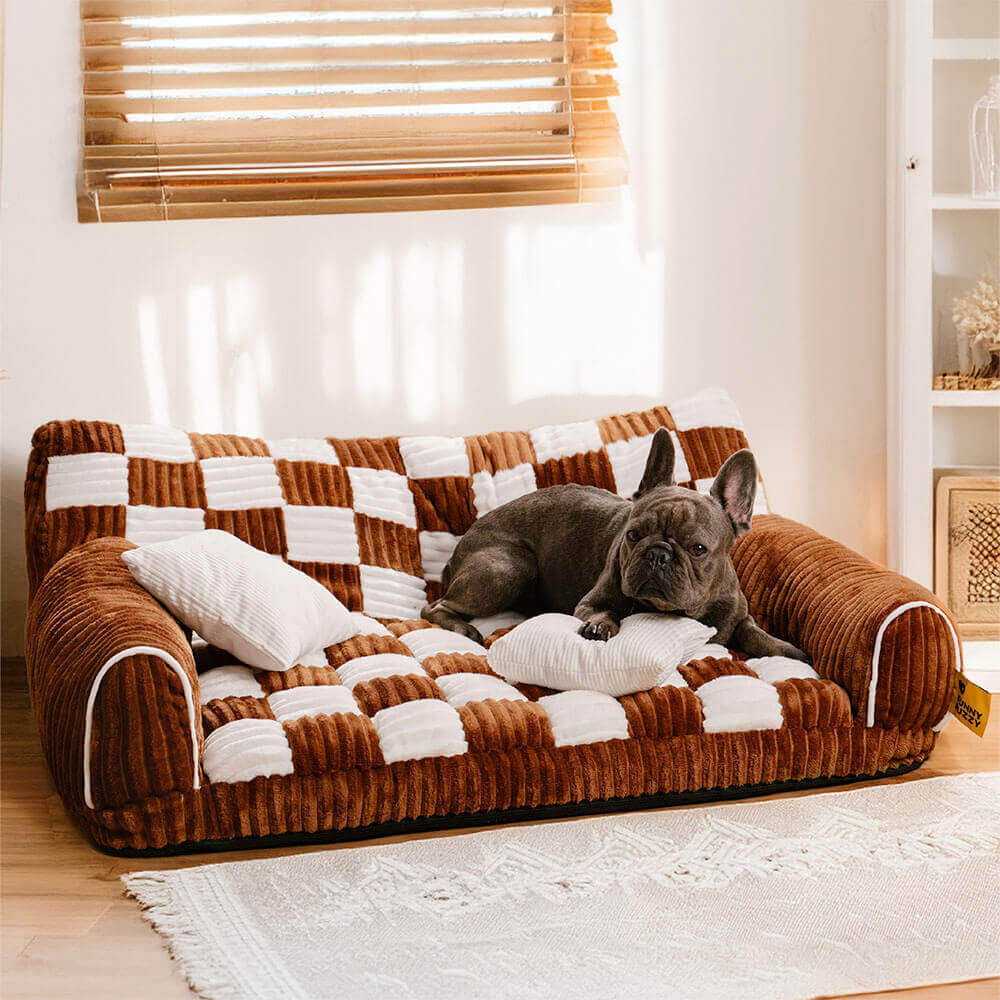 Vintage Chessboard Orthopaedic Support Extra Large Dog Sofa Bed - King's Sofa-FunnyFuzzy