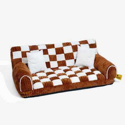 Vintage Chessboard Orthopaedic Support Extra Large Dog Sofa Bed - King's Sofa-FunnyFuzzy