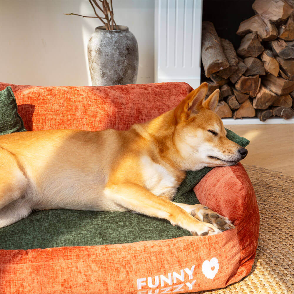 Vintage Style Chenille Fabric Dog & Cat Sofa Bed