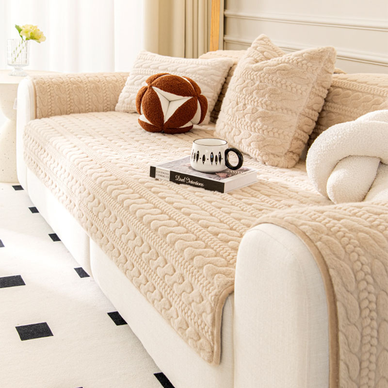 Warm Plush Bone Pattern Non-Slip Sofa Cover