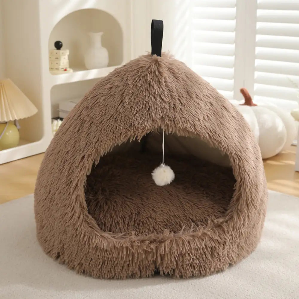 Warm Plush Cosy Hideaway Cat Cave Dog Bed