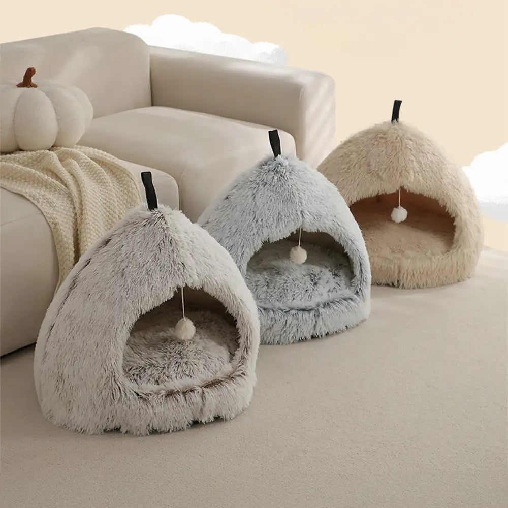 Warm Plush Cosy Hideaway Cat Cave Dog Bed