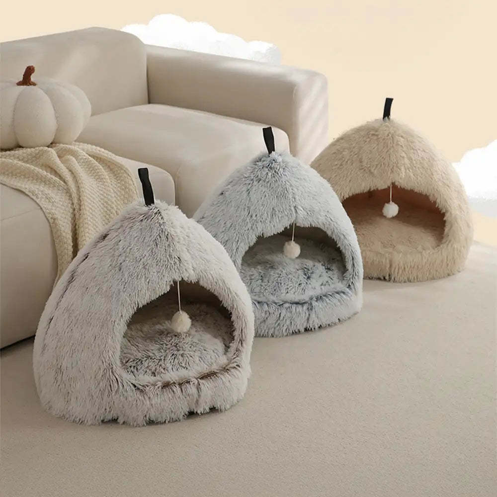 Warm Plush Cosy Hideaway Cat Cave Dog Bed