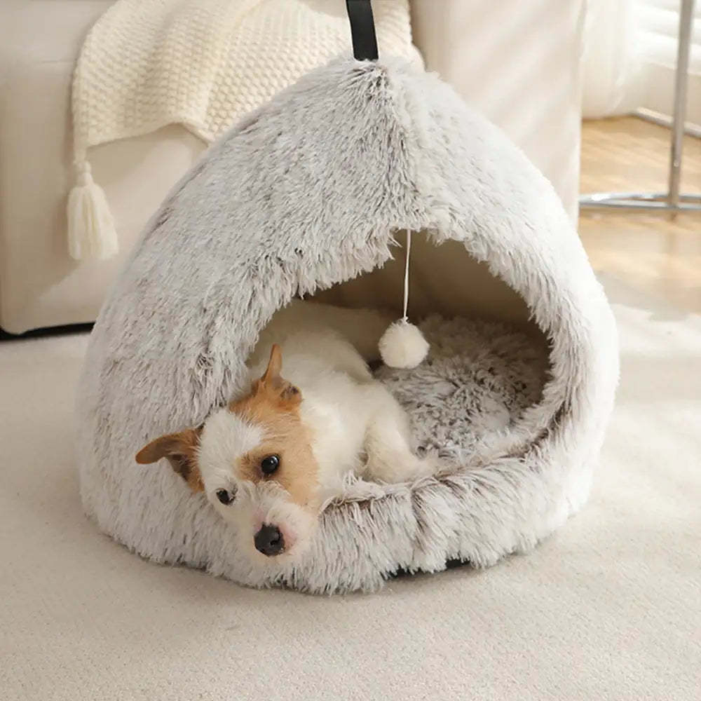 Warm Plush Cosy Hideaway Cat Cave Dog Bed