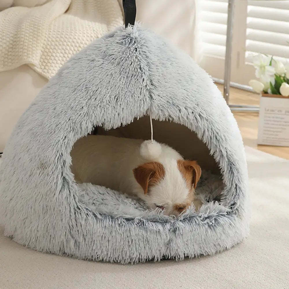 Warm Plush Cosy Hideaway Cat Cave Dog Bed