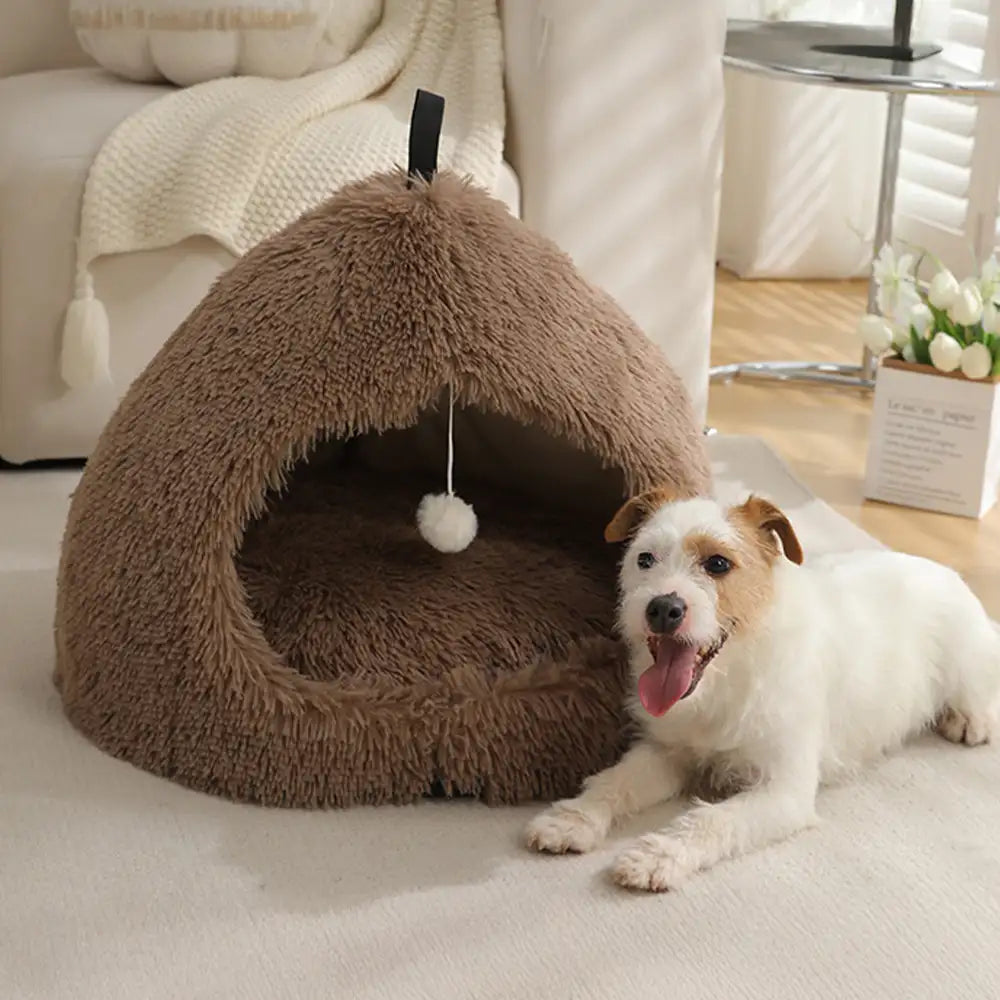 Warm Plush Cosy Hideaway Cat Cave Dog Bed