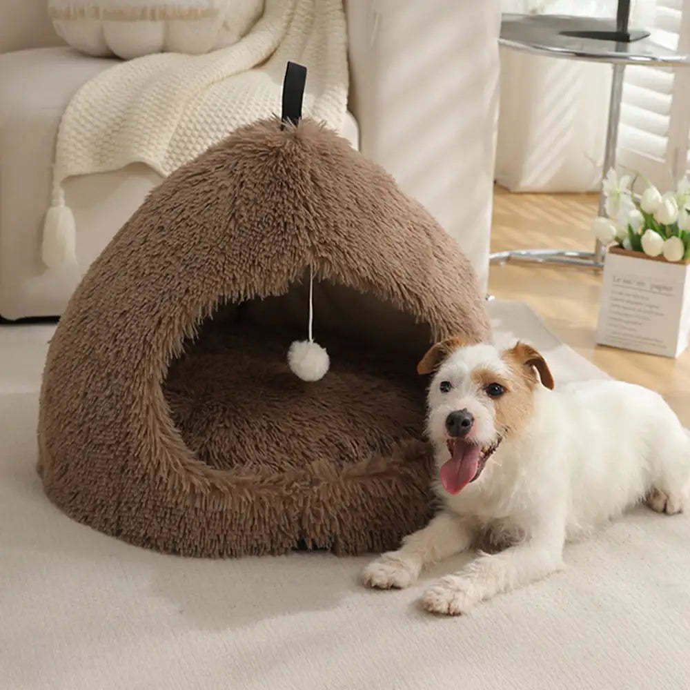 Warm Plush Cosy Hideaway Cat Cave Dog Bed
