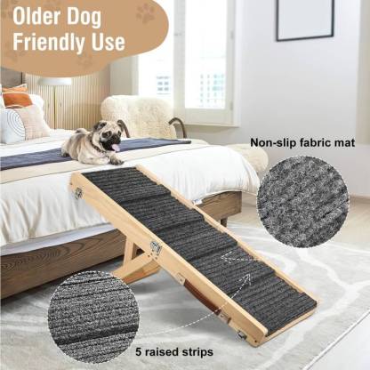 Wooden Dog Ramp 4 Levels Height Adjustable Foldable Dog Steps