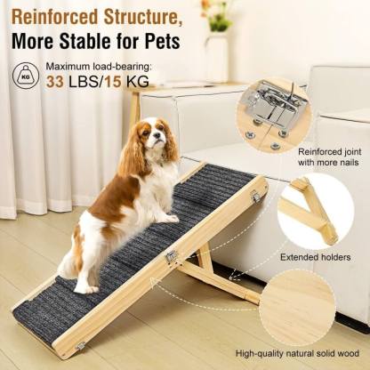 Wooden Dog Ramp 4 Levels Height Adjustable Foldable Dog Steps