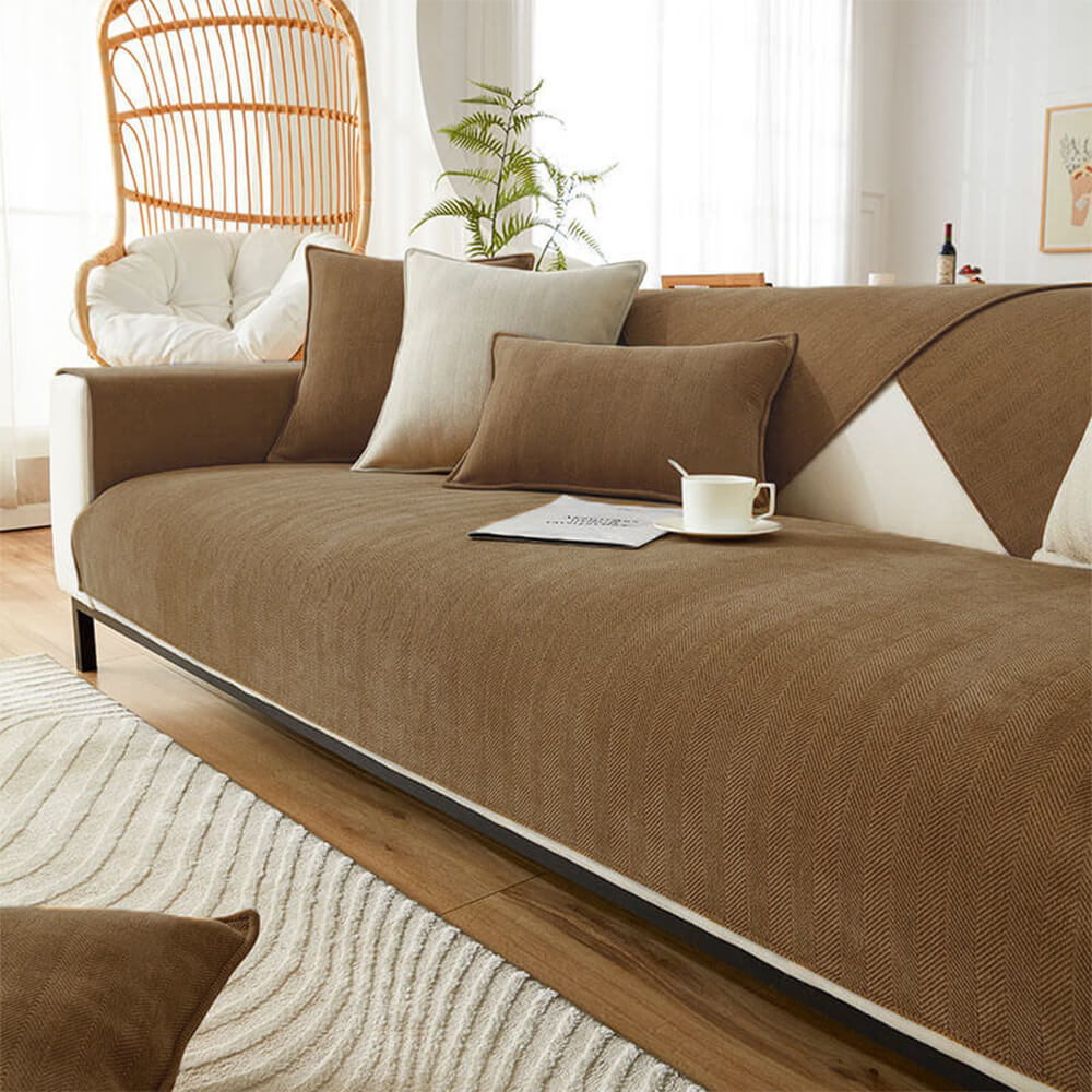 Herringbone Chenille Fabric Waterproof & Antifouling Sofa Cover