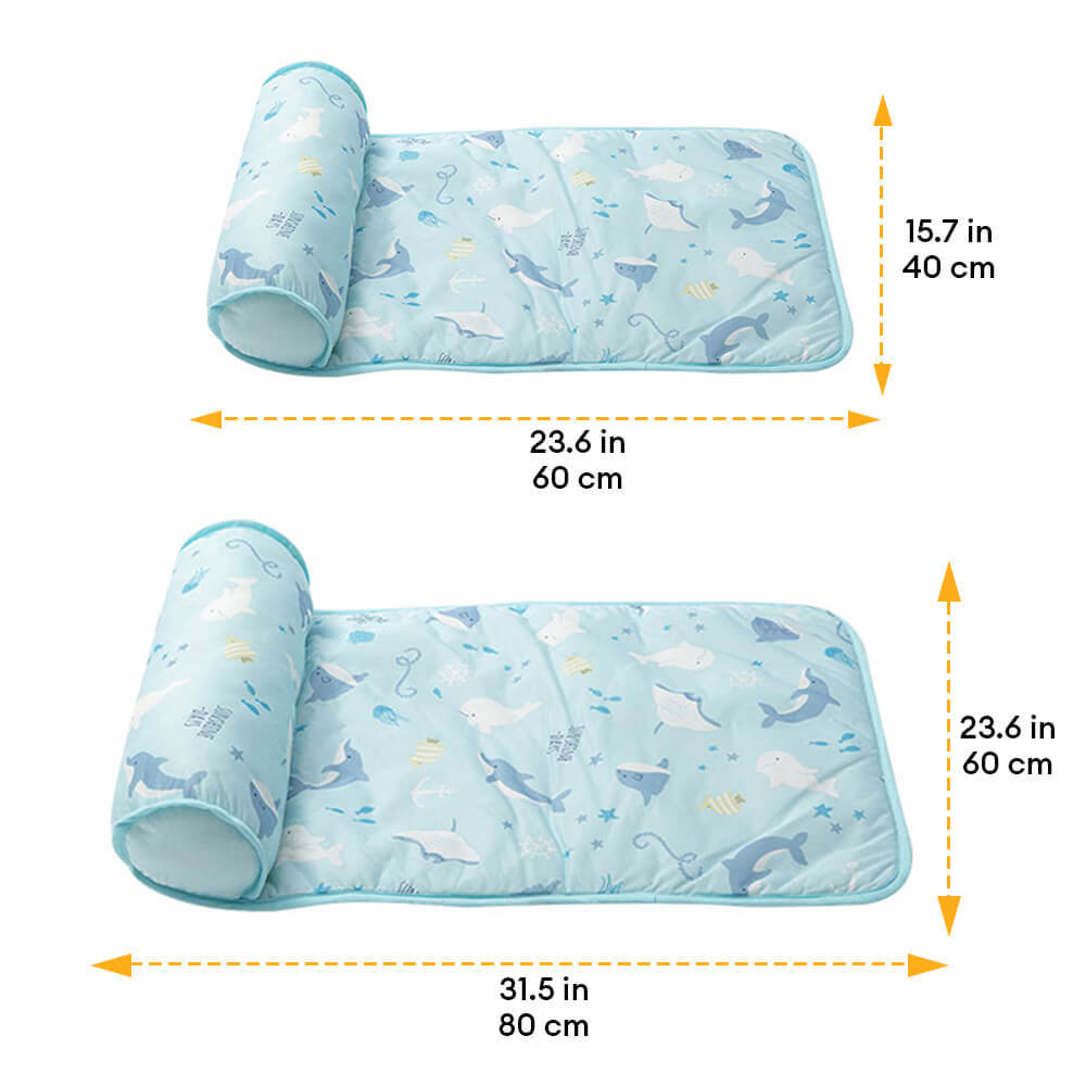 Ocean Series Ice Silk Breathable Cooling Dog Mat with Pillow