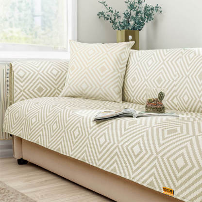 Ice Silk Cooling Geometric Sofa Cover Antimicrobial Protection