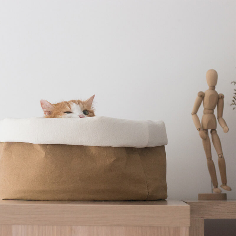Washable Kraft Paper Cat Basket Bed