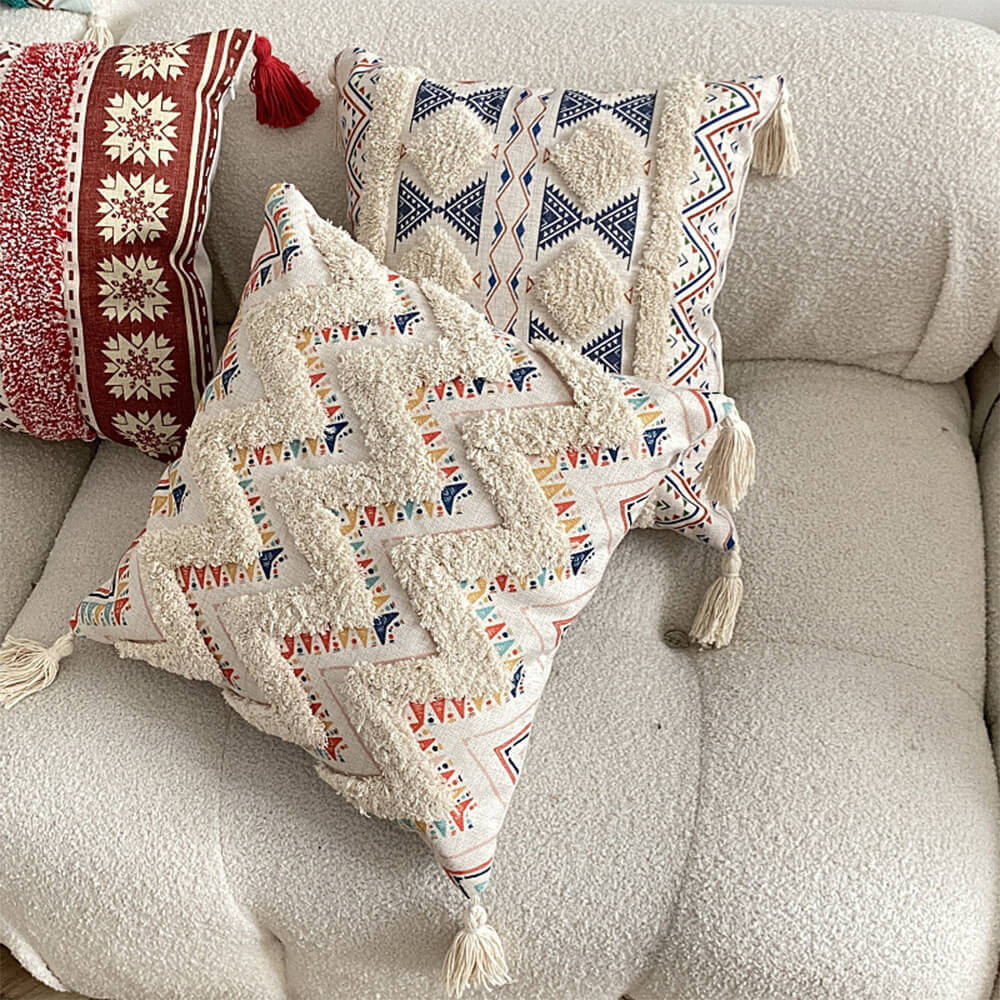 Moroccan-Inspired Decorative Throw Pillow with Tassel