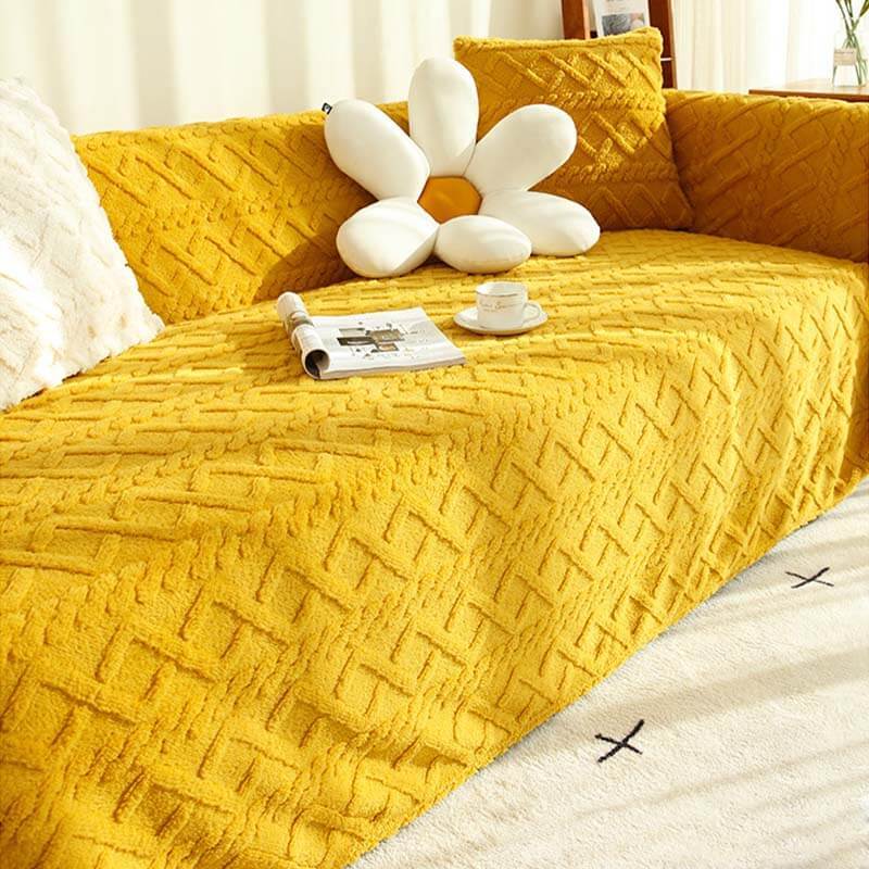 Solid Colour Fleece Blanket Furniture Protector Sofa Cover