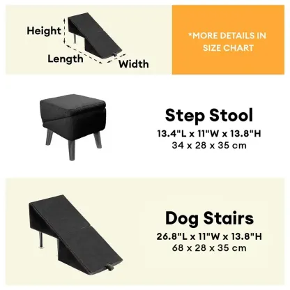 2-in-1 Convertible Wooden Home Step Stool Dog Ramp Steps