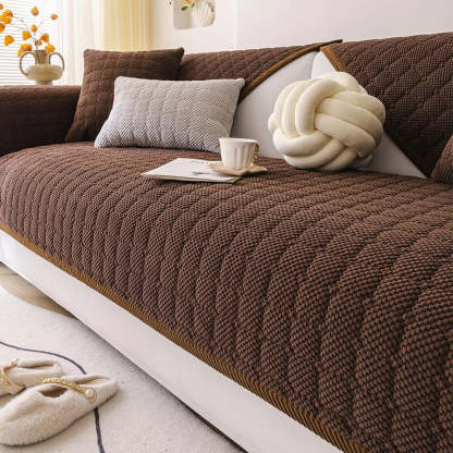 Cosy Quilted Grid Corduroy Thickened Anti-Slip Sofa Cover